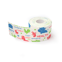 Кинезиотейп. Хлопок. Дизайнерский. 5cm*5m (белый/животные)